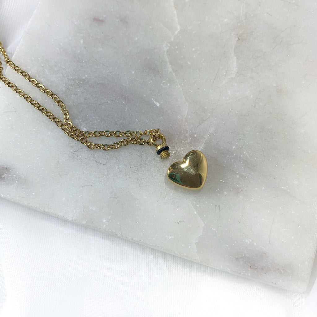 Gold Heart Urn Necklace Sacred Spirit Relics