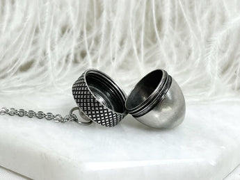 Silver Acorn Urn Necklace