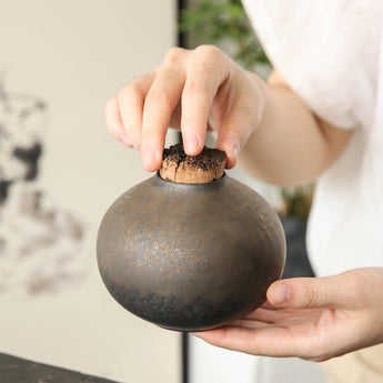 Rustic Round Ceramic Urn
