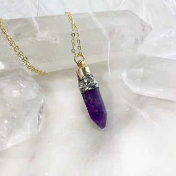 Amethyst Point Urn Necklace | Handmade Cremation Jewelry | Keepsake Pendant
