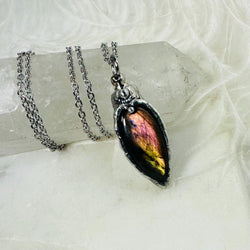 Heart Purple Labradorite Urn Necklace – Handmade Cremation Jewelry Keepsake for Ashes, Memorial Gift, Sympathy Jewelry