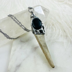 Deer Antler Cremation Necklace – Memorial Jewelry for Ashes, Keepsake Urn Pendant