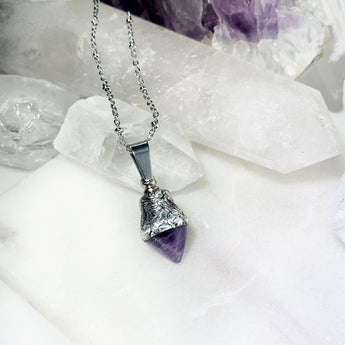 Small Amethyst Point Urn Necklace