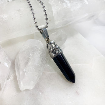 Black Obsidian Point Urn Necklace