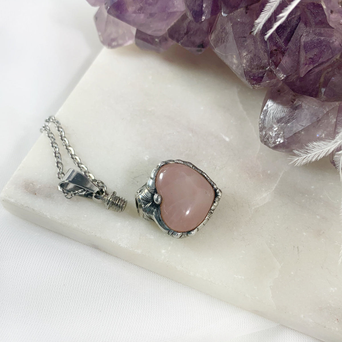 Rose quartz urn necklace Clearance