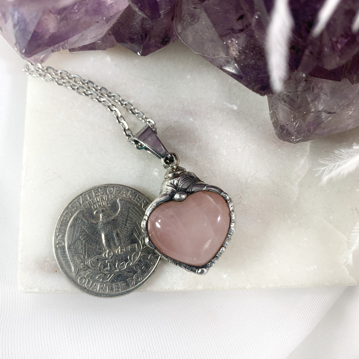 Rose quartz urn necklace Clearance
