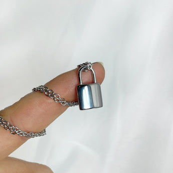 Silver Padlock Urn Necklace