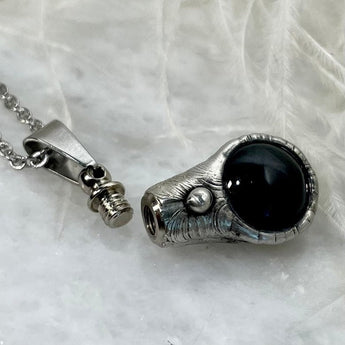 Round Black Obsidian Urn Necklace