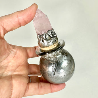 Little Cremation Urn, Tiny Urn, Small Pet Urn, Little Urn, Handpainted Glass Urn, Urn for Ashes, Angel Wing, Mantle Urn, Rose Quartz Urn