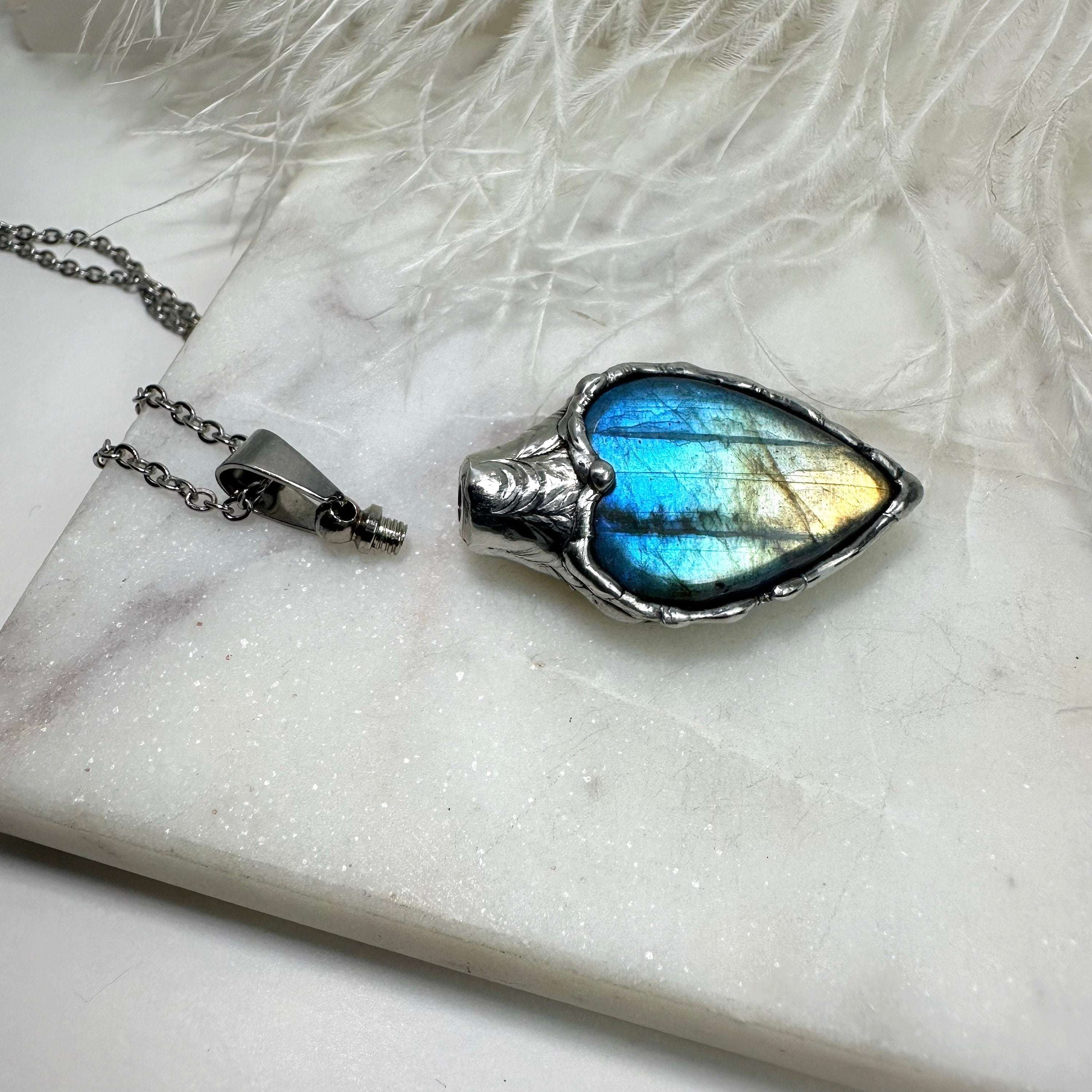 Labradorite Crystal Cremation Jewelry newest Urn - Love Charms™ Option