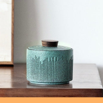 Retro Turquoise Ceramic Urn - Sacred Spirit Relics